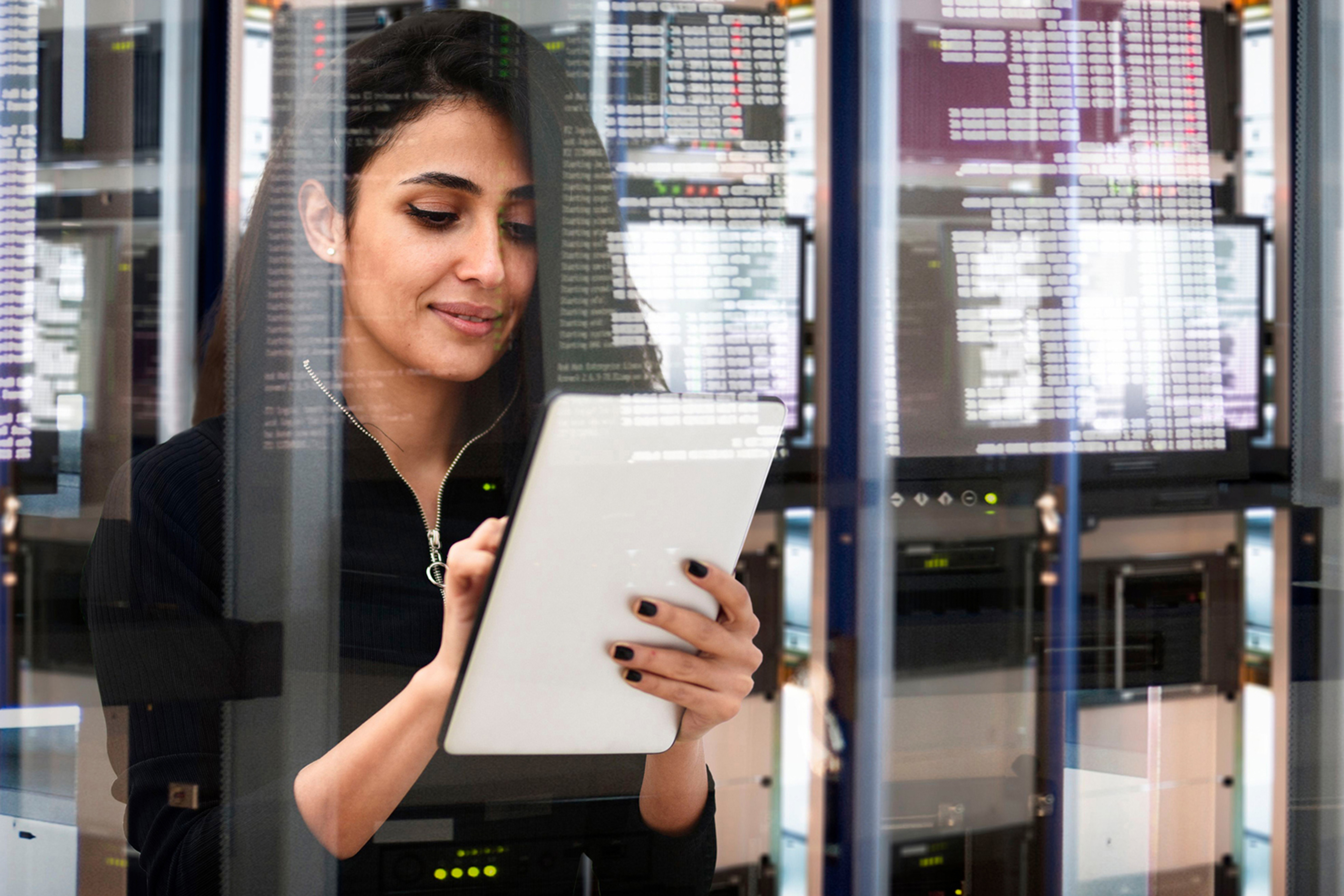 IT engineer in data center virtual data room